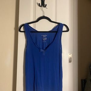 American Eagle Royal Blue Feather Light Buttoned Tank Top (medium)